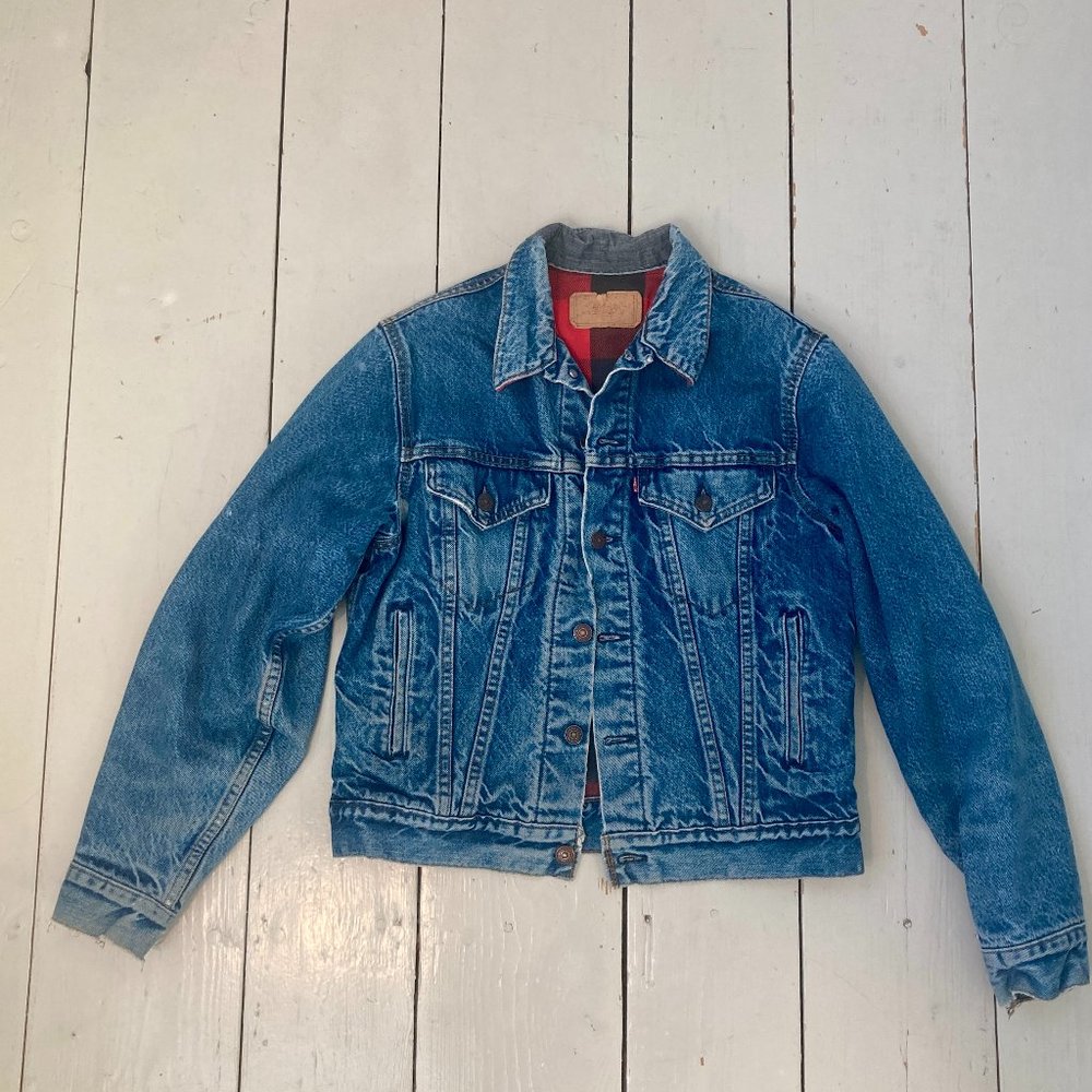 Vintage Levi's Trucker Jacket with Red and Black Plaid Lining